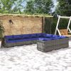 vidaXL 10 Piece Garden Lounge Set with Cushions Poly Rattan Grey