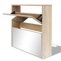vidaXL Shoe Cabinet 2-Layer Mirror Oak 63x17x67 cm, oak vidaXL Shoe Cabinet 2-Layer Mirror Oak 63x17x67 cm