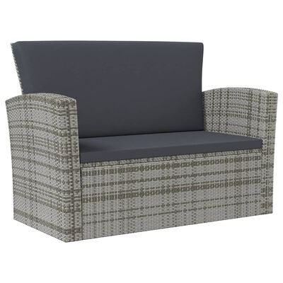 vidaXL 8 Piece Garden Lounge Set with Cushions Poly Rattan Grey, grey vidaXL 8 Piece Garden Lounge Set with Cushions Poly Rattan Grey