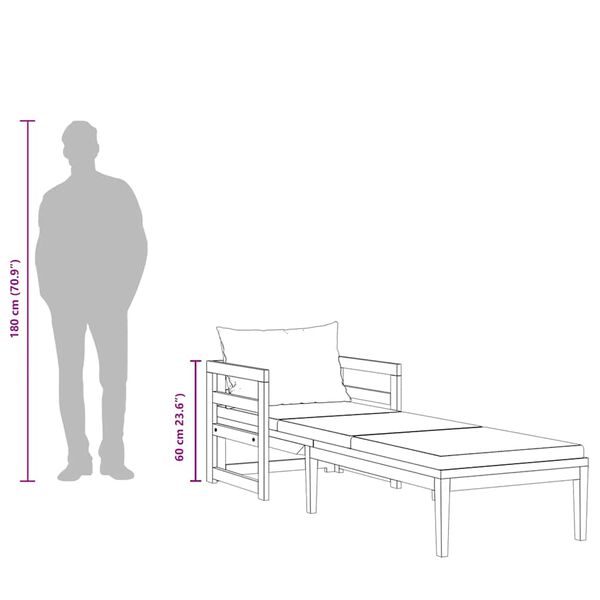 vidaXL Sun Lounger with Dark Grey Cushions Solid Acacia Wood