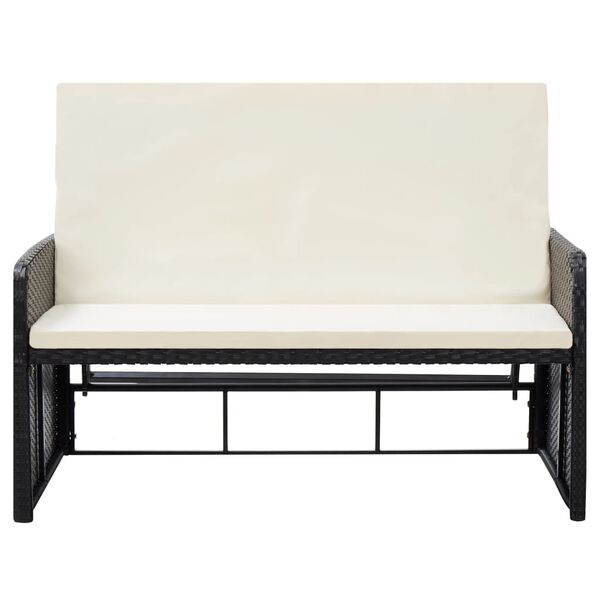 vidaXL 2 Piece Garden Lounge Set with Cushions Poly Rattan Black