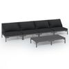 vidaXL 5 Piece Garden Lounge Set with Cushions Poly Rattan Dark Grey