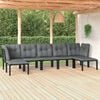 vidaXL 7 Piece Garden Lounge Set Black and Grey Poly Rattan