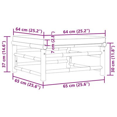vidaXL Garden Footrest with Cream White Cushion Bamboo, white vidaXL Garden Footrest with Cream White Cushion Bamboo