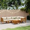 vidaXL 6 Piece Garden Lounge Set with Cream Cushion Solid Acacia Wood
