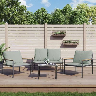 vidaXL 3 Piece Garden Lounge Set with Cushions Anthracite Steel,  vidaXL 3 Piece Garden Lounge Set with Cushions Anthracite Steel