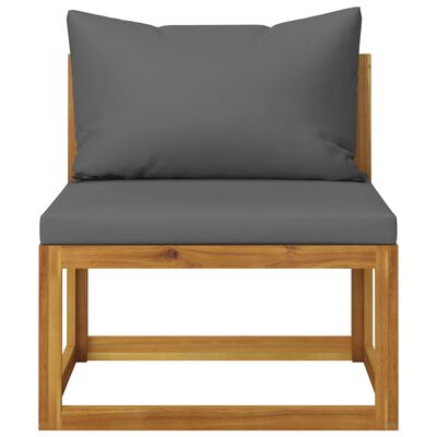 vidaXL 2 Piece Sofa Set with Dark Grey Cushions Solid Acacia Wood, dark grey vidaXL 2 Piece Sofa Set with Dark Grey Cushions Solid Acacia Wood
