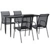 vidaXL 5 Piece Garden Dining Set Black Steel and Textilene
