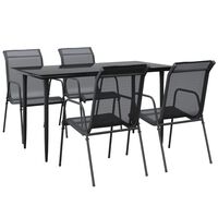 vidaXL 5 Piece Garden Dining Set Black Steel and Textilene,  vidaXL 5 Piece Garden Dining Set Black Steel and Textilene