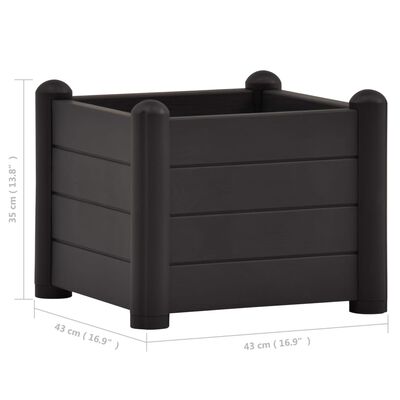 vidaXL Garden Raised Bed PP Anthracite 43x43x35 cm