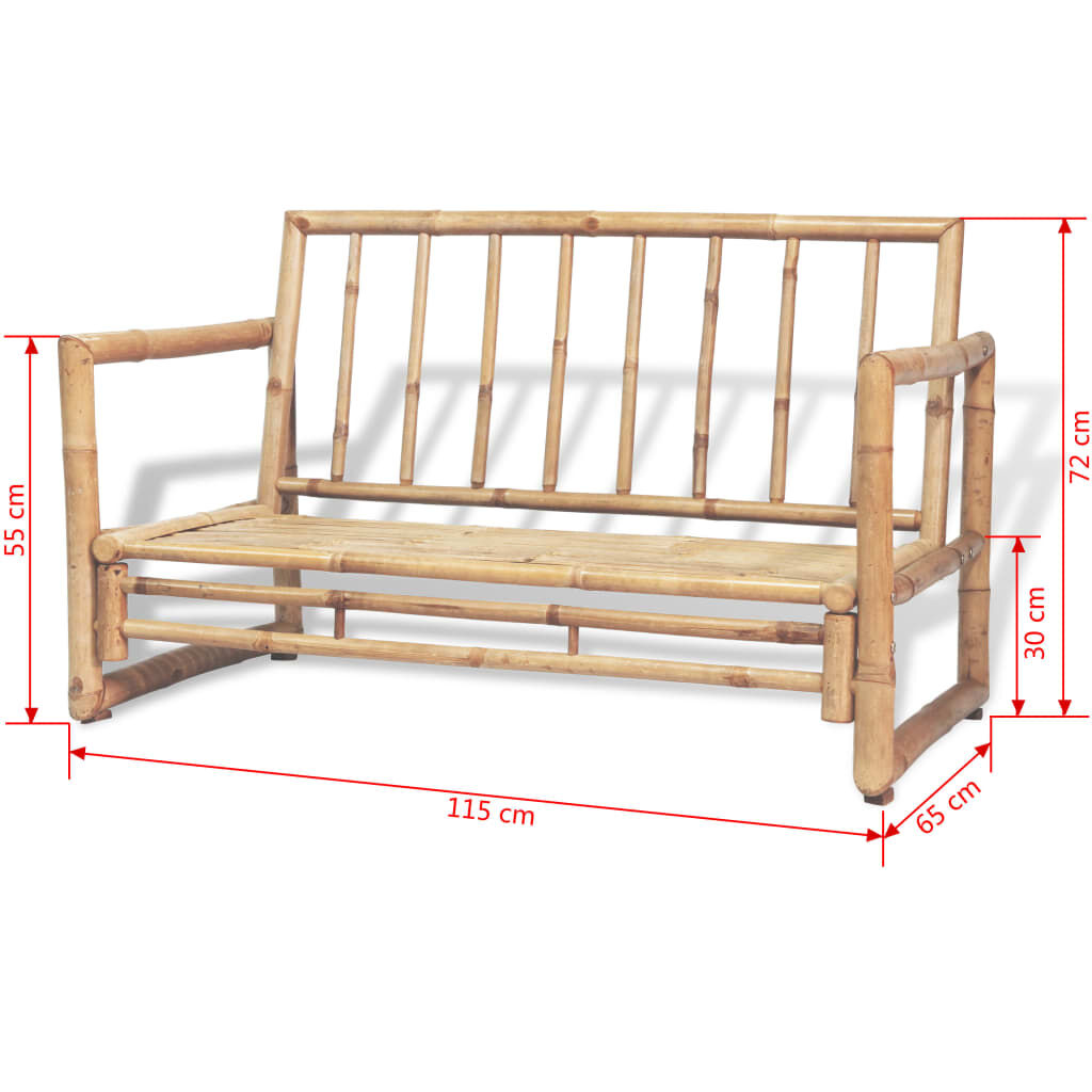 vidaXL 4 Piece Garden Lounge Set with Cushions Bamboo