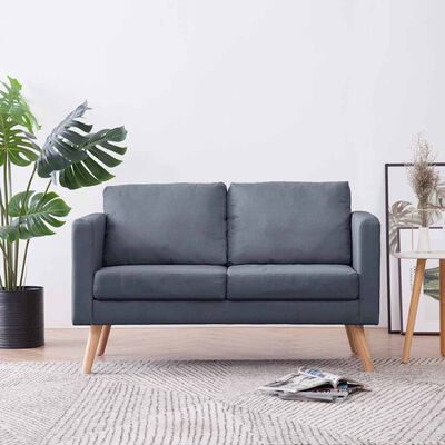 vidaXL Sofa 2-Seater Fabric Dark Grey, dark grey vidaXL Sofa 2-Seater Fabric Dark Grey