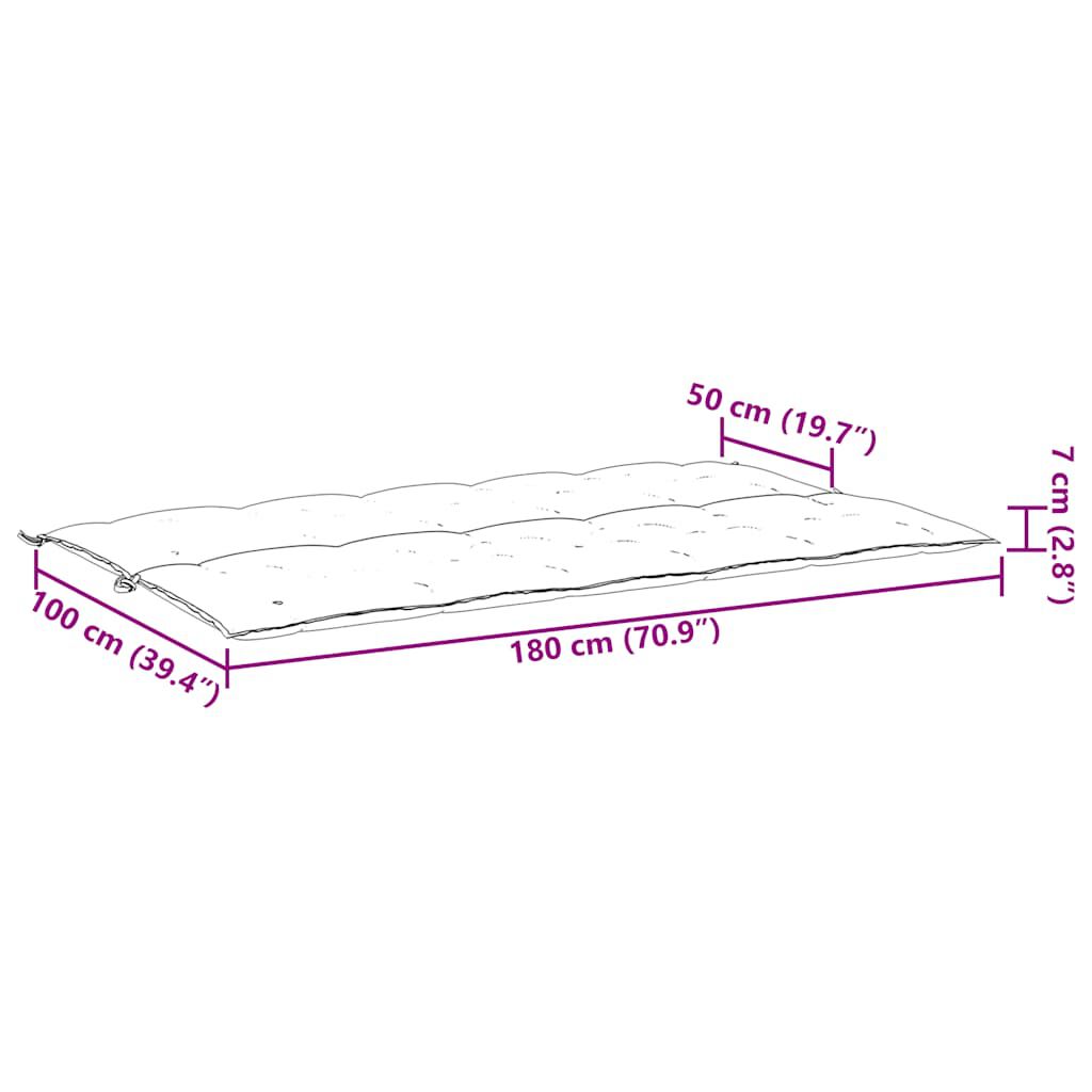 vidaXL Garden Bench Cushion Grey 180x(50+50)x7cm Oxford Fabric