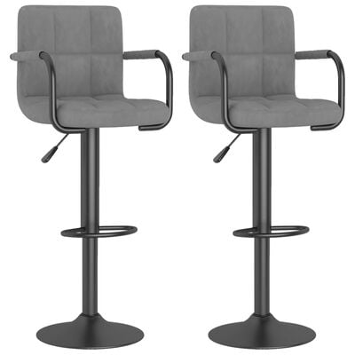 vidaXL Bar Stools 2 pcs Light Grey Velvet, light grey vidaXL Bar Stools 2 pcs Light Grey Velvet