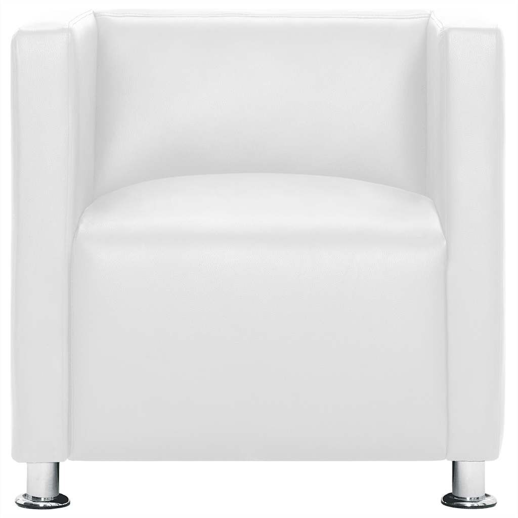 vidaXL Cube Armchair White Faux Leather
