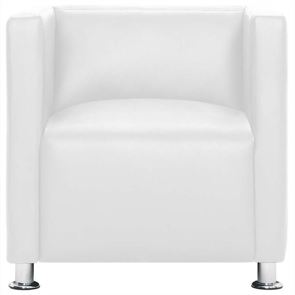 vidaXL Cube Armchair White Faux Leather
