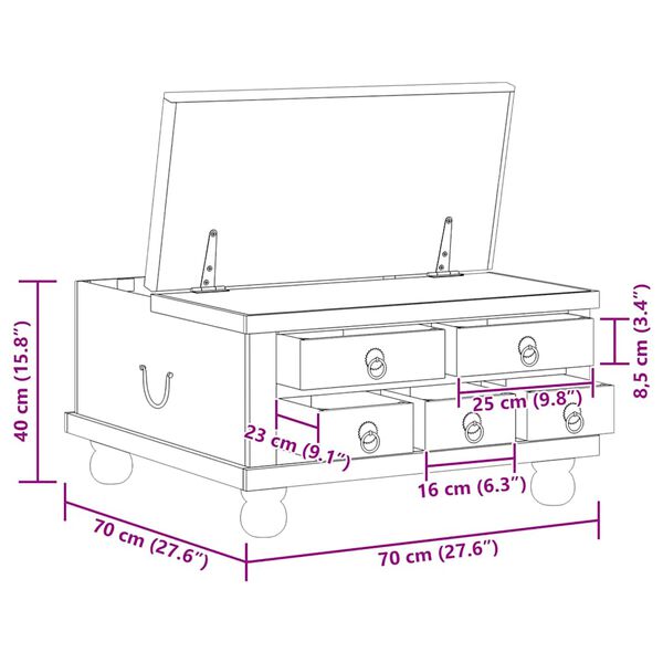 vidaXL Coffee Table Reclaimed Wood 70x70x38 cm