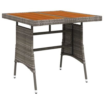 vidaXL Garden Table Grey 70x70x72 cm Poly Rattan & Solid Acacia Wood, grey vidaXL Garden Table Grey 70x70x72 cm Poly Rattan & Solid Acacia Wood