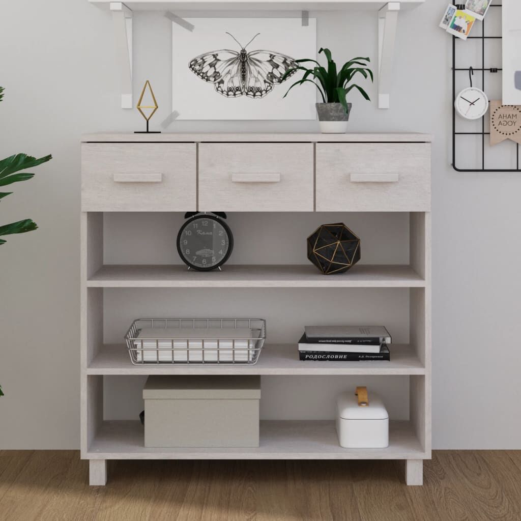 vidaXL Console Table HAMAR White 90x35x90 cm Solid Wood Pine