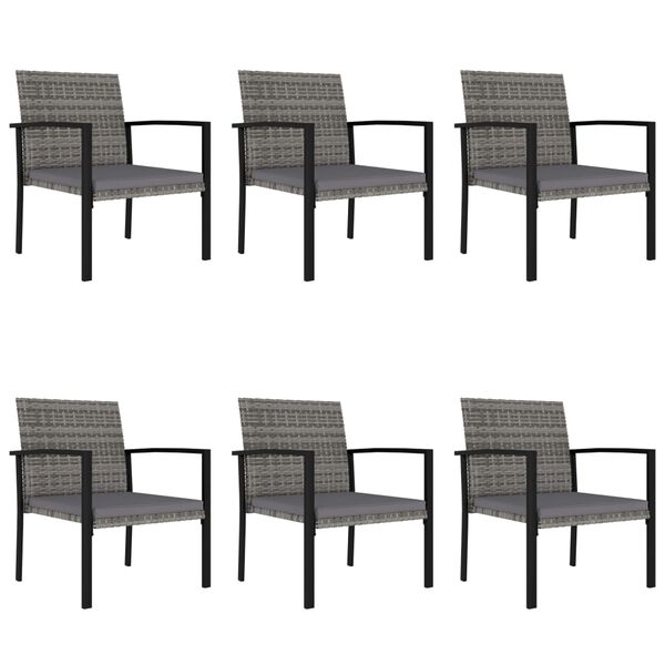vidaXL 7 Piece Garden Dining Set Poly Rattan Grey