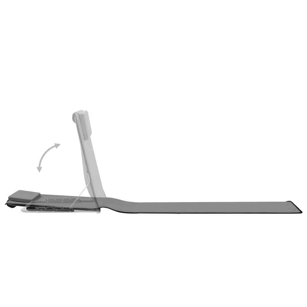 vidaXL Folding Beach Mats 2 pcs Steel and Fabric Grey