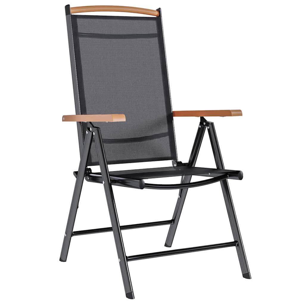 vidaXL Folding Garden Chairs 4 pcs Aluminium and Textilene Black