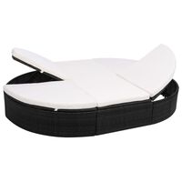 vidaXL Outdoor Lounge Bed with Cushion Poly Rattan Black, black vidaXL Outdoor Lounge Bed with Cushion Poly Rattan Black