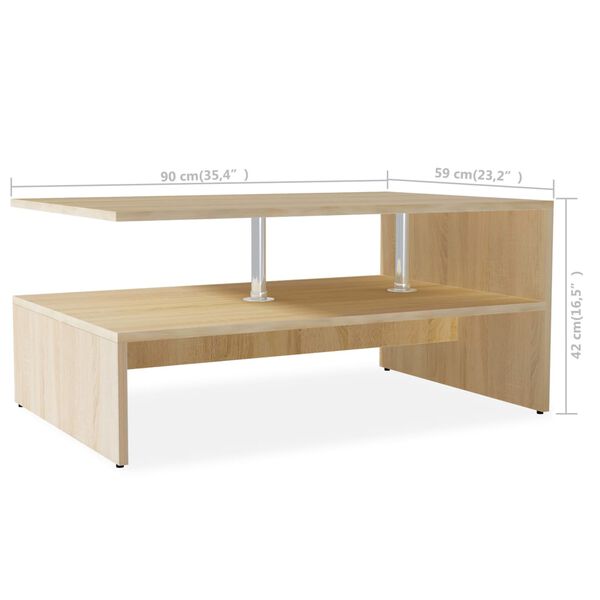 vidaXL Coffee Table Engineered Wood 90x59x42 cm Oak