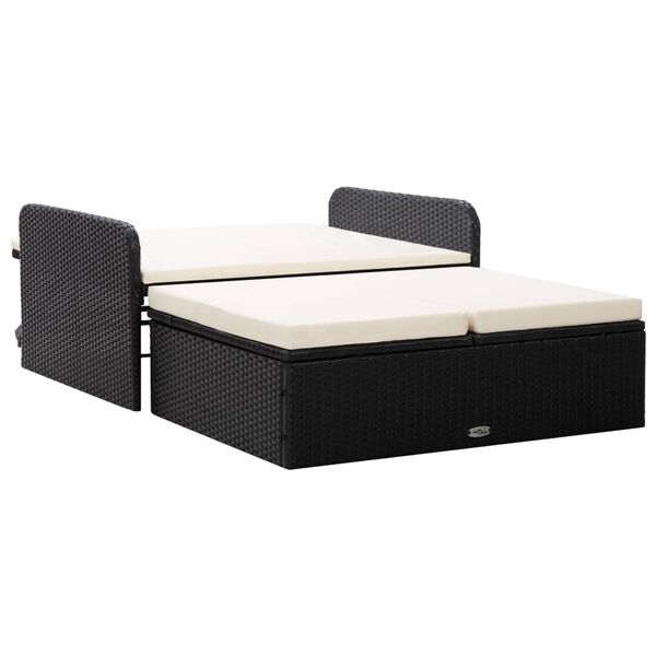 vidaXL 2 Piece Garden Lounge Set with Cushions Poly Rattan Black