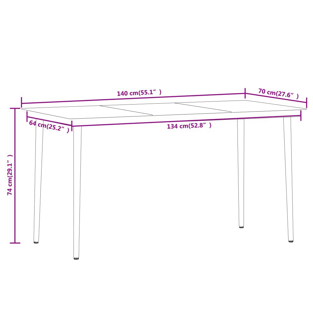vidaXL 7 Piece Garden Dining Set Black