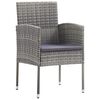 vidaXL Garden Chairs with Dark Grey Cushions 4 pcs Grey Poly Rattan