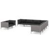 vidaXL 9 Piece Garden Lounge Set with Cushions Poly Rattan Dark Grey