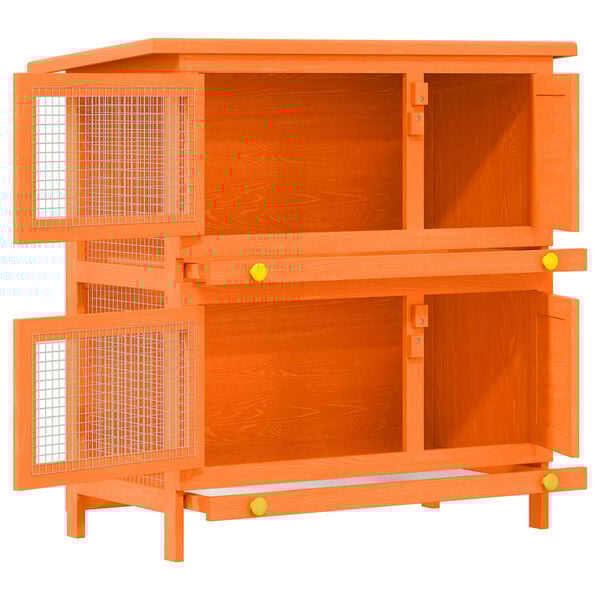 vidaXL Outdoor Rabbit Hutch Small Pet Cage 4 Door Wood
