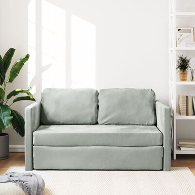 vidaXL Floor Sofa Bed 2-in-1 Light Grey 122x204x55 cm Velvet