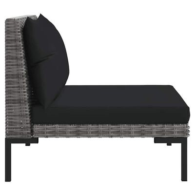 vidaXL 3 Piece Garden Lounge Set Dark Grey Half Round Poly Rattan,  vidaXL 3 Piece Garden Lounge Set Dark Grey Half Round Poly Rattan