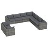 vidaXL 9 Piece Garden Lounge Set with Cushions Grey Poly Rattan