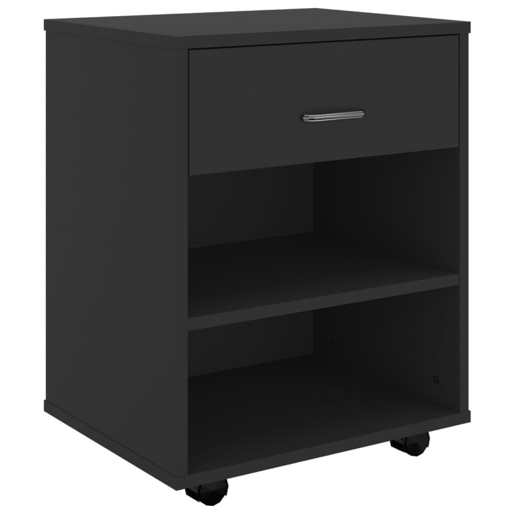vidaXL Rolling Cabinet Black 46x36x59 cm Engineered Wood