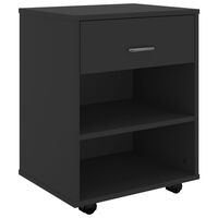 vidaXL Rolling Cabinet Black 46x36x59 cm Engineered Wood, black vidaXL Rolling Cabinet Black 46x36x59 cm Engineered Wood