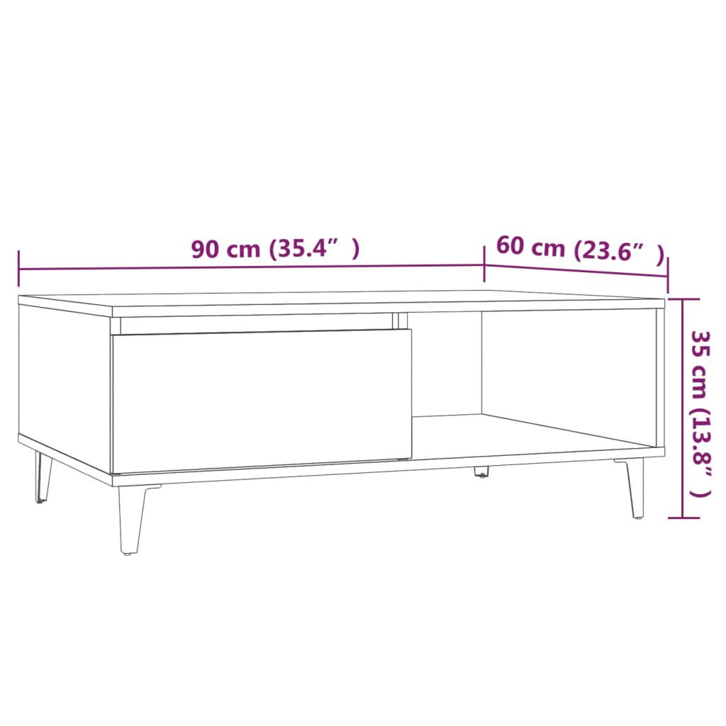 vidaXL Coffee Table Grey Sonoma 90x60x35 cm Engineered Wood