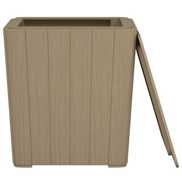 vidaXL Garden Table with Removable Lid Light Brown Polypropylene