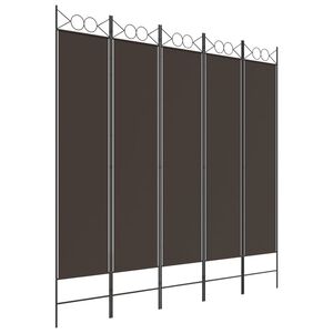 vidaXL 5-Panel Room Divider Brown 200x200 cm Fabric