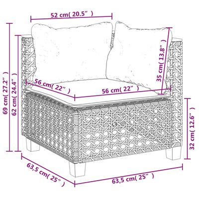 vidaXL 8 Piece Garden Sofa Set with Cushions Black Poly Rattan