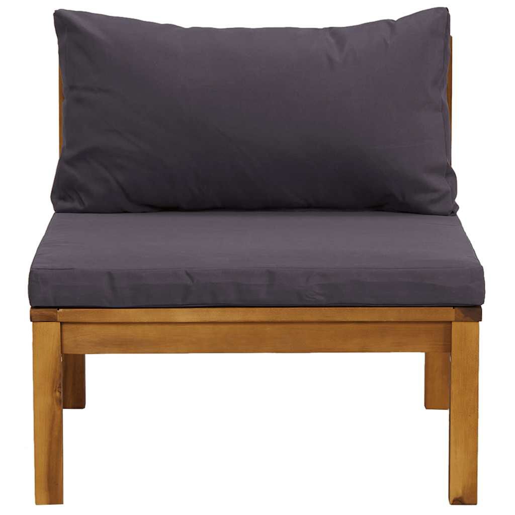 vidaXL 2 Piece Garden Sofa Set with Dark Grey Cushions Acacia Wood