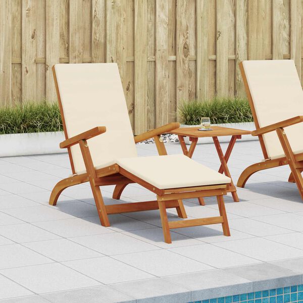vidaXL Outdoor Deck Chair with Footrest and Table Solid Wood Acacia