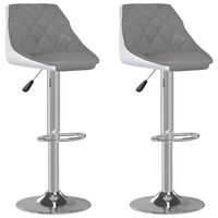 vidaXL Bar Stools 2 pcs Grey and White Faux Leather