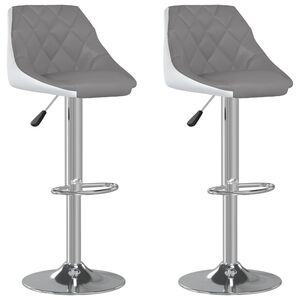 vidaXL Bar Stools 2 pcs Grey and White Faux Leather