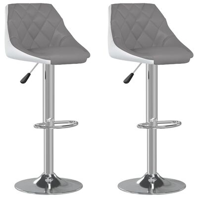 vidaXL Bar Stools 2 pcs Grey and White Faux Leather, grey and white vidaXL Bar Stools 2 pcs Grey and White Faux Leather