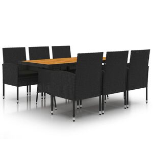 vidaXL 7 Piece Outdoor Dining Set Poly Rattan Black