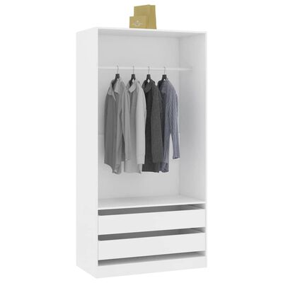vidaXL Wardrobe White 100x50x200 cm Engineered Wood, white vidaXL Wardrobe White 100x50x200 cm Engineered Wood