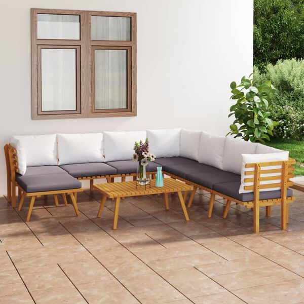 vidaXL 9 Piece Garden Lounge Set with Cushions Solid Wood Acacia